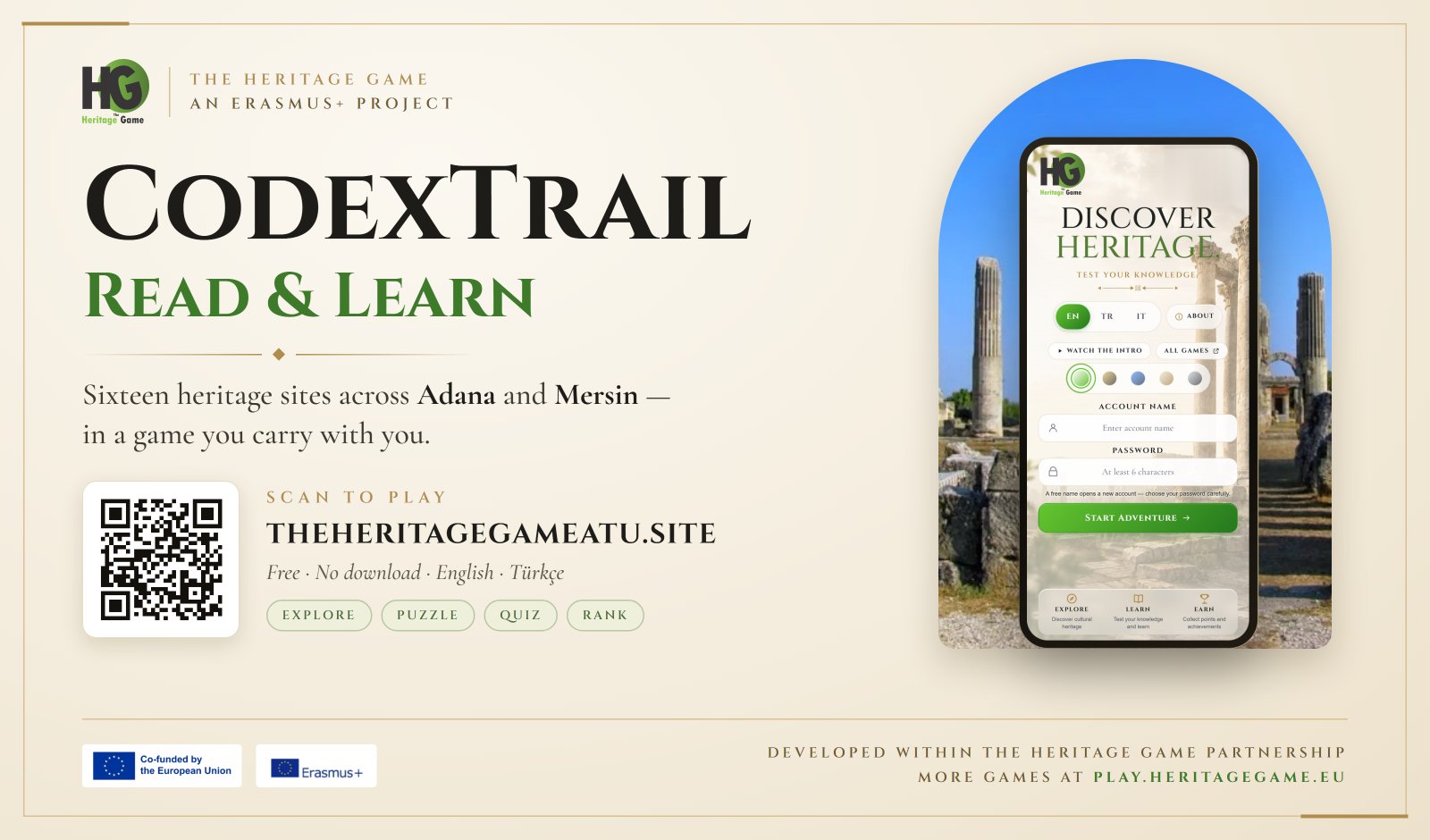 CodexTrail: Read and Learn. Sixteen heritage sites across Adana and Mersin.